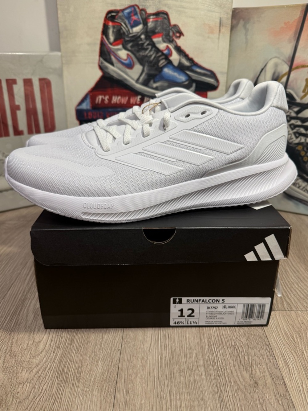 New adidas Runfalcon 5 Triple White Running Shoes Sneakers Size 11.5 Men - Picture 3 of 13